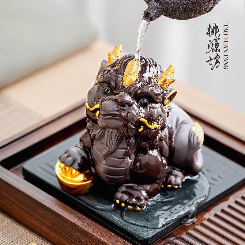 紫砂貔貅茶宠摆件精品可养轻奢高档茶具茶台上茶桌装饰品招财茶玩
