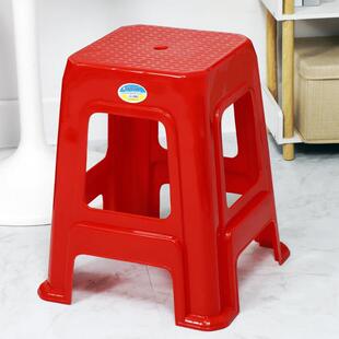 塑料方凳子红色凳加厚家用高凳简约客厅餐桌塑胶椅经济型胶凳椅子