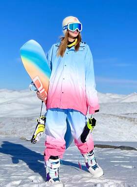 雪怡派防水防风户外运动单板滑雪服套装女士外套宽松情侣款套装