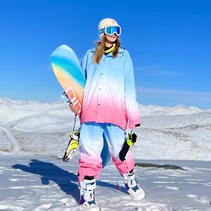 雪怡派防水防风户外运动单板滑雪服套装女士外套宽松情侣款套装