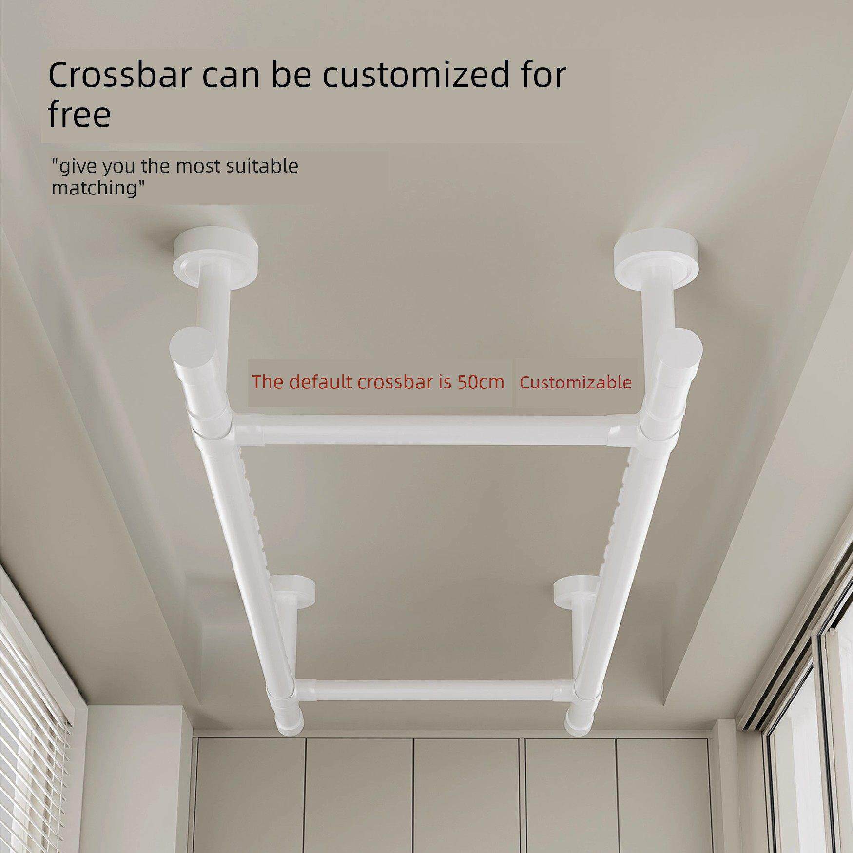 包安装铝合金阳台晾衣架四方顶装固定式晾衣杆加粗32管双杆挂衣杆