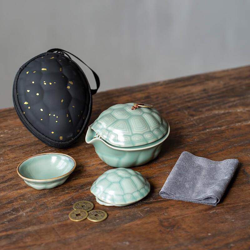 汝窑中式旅行茶具套装便携式快客杯陶瓷户外功夫一壶一杯单人