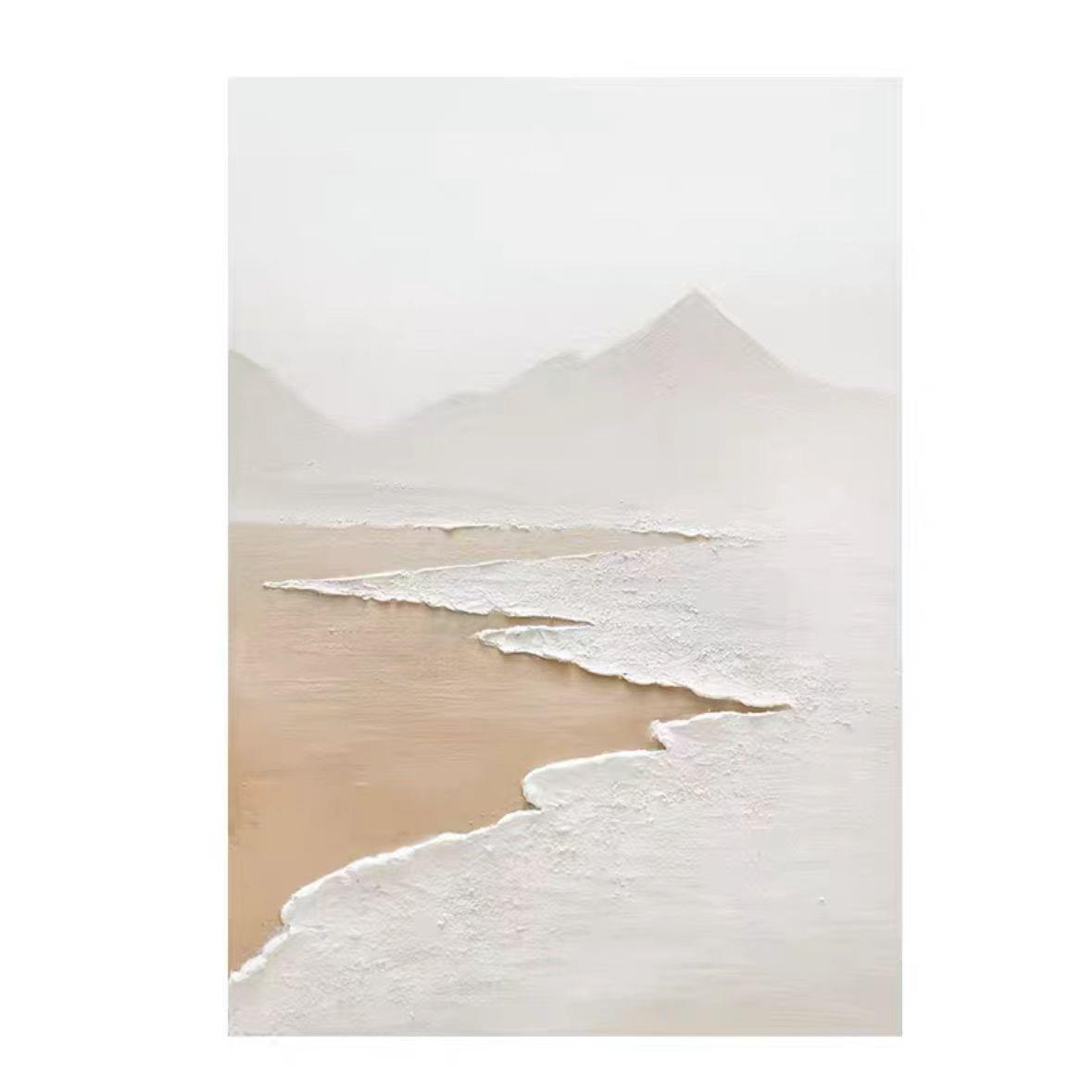 手绘油画抽象海景沙滩现代厚肌理立体玄关走廊挂画海浪客厅装饰画