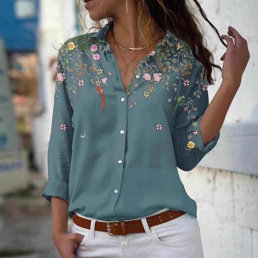 Womens Fashion Tops Casual Long Sleeve Loose Button Shirts