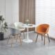 北欧简约轻奢办公洽谈会议接待汽车奶茶店靠背金属皮革亚麻餐桌椅