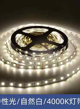 led灯带12V贴片中性光4000K自然白柜台广告灯箱防水5050灯条