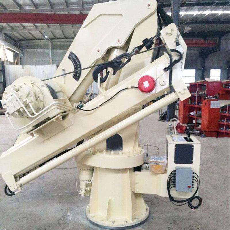 小型船舶港口起重机固定式液压折臂式5米吊2.5吨海船吊