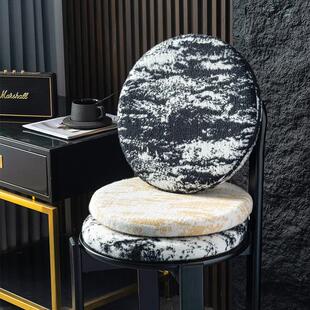 圆形坐垫仿貂绒奶油风档垫防滑记忆棉毛高地绒餐椅座上飘50 FDR