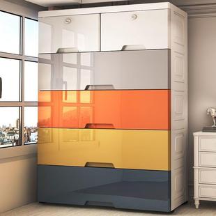 塑料抽童屉式 收纳柜PLG子简易衣柜婴理儿整架五斗玩具收纳箱收凉