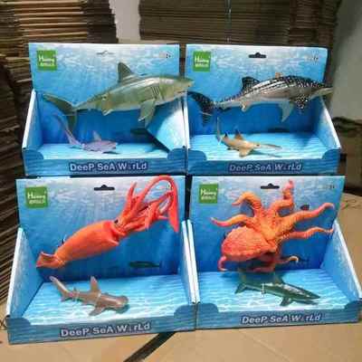 海底世界玩具海洋生物大套装八爪鱼鲸鲨大白鲨乌贼鱿鱼章鱼动模型