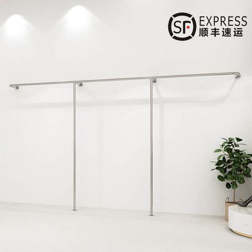 服装店墙上展示挂衣架不锈钢拉丝银女装店货架专用上墙落地衣杆子