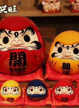 日式黄色达摩存钱5罐客摆20235904年新款陶瓷工艺品厅储钱罐招件