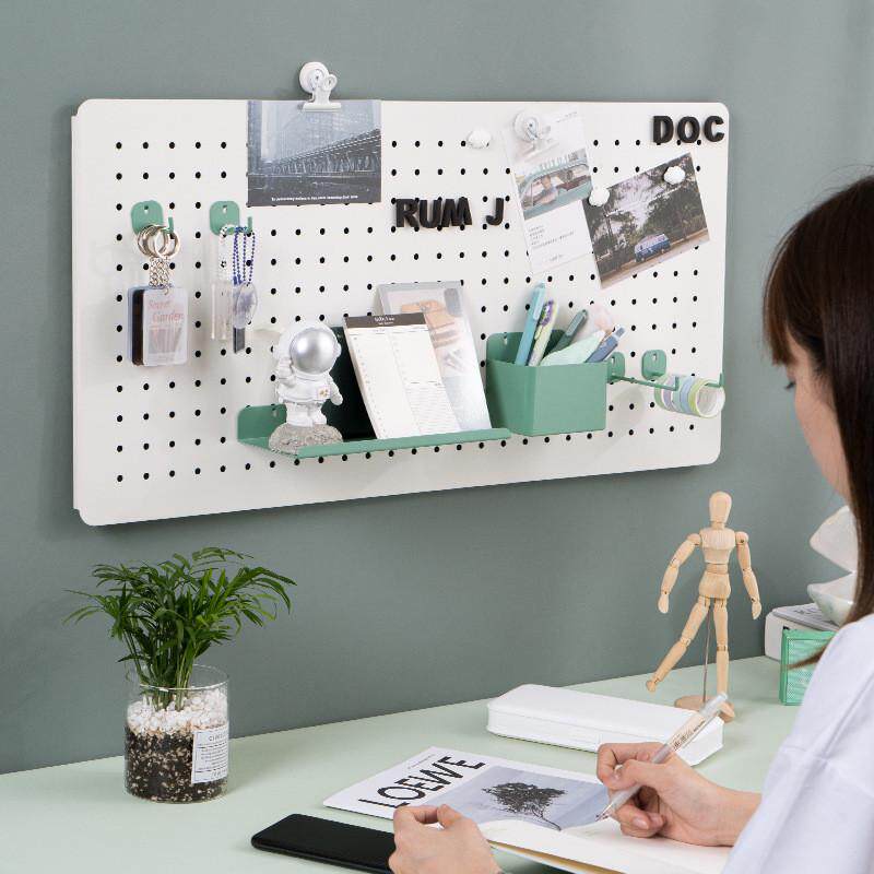 墙上洞洞板置物架壁挂式免打孔玄关书房办公室宿舍桌上墙面收纳架