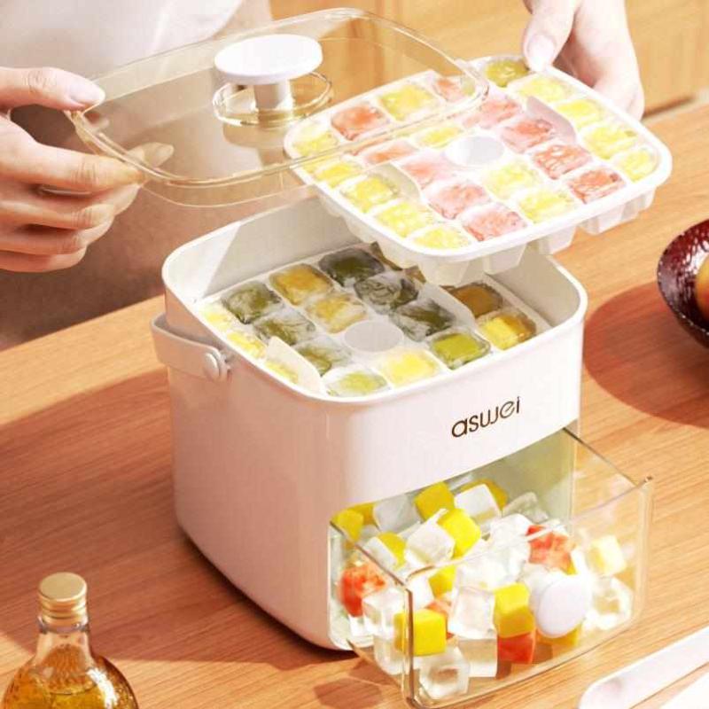 冰块模具食品级制冰盒冻神器大容量冰箱储冰储存家用按压冰格包邮