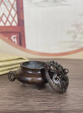 古玩收藏器 香炉手工铜炉象首耳三足迷你香熏炉摆件 宣炉多款