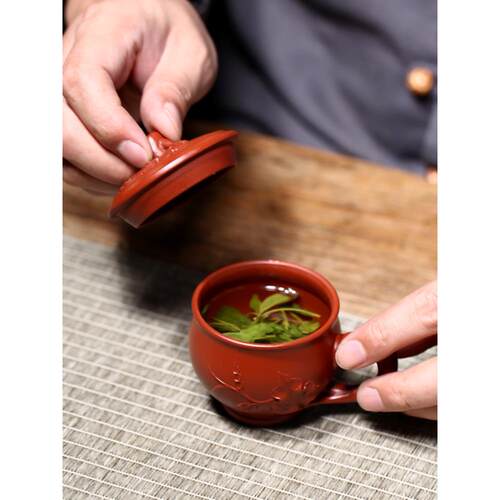 宜兴纯手工带盖泡茶紫砂杯男女非陶瓷茶具小茶杯