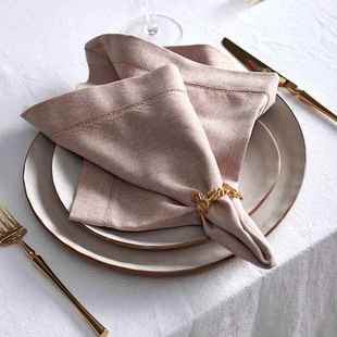 高档穿孔刺绣餐巾布折花口布西餐餐巾茶巾餐厅样板间餐布方巾口巾