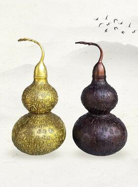 黄铜开盖平安福字葫芦件铜纯青铜葫葫芦摆大号家居铺店办厂公室礼