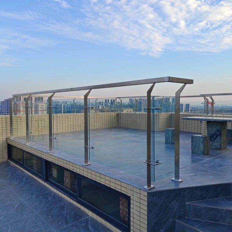 不锈钢立柱玻璃栏杆扶手室外304阳台武汉楼梯扶手栏杆上门安装