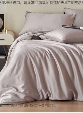 F上ILONVIRO轻四天丝ZC奢天丝床件套纯色风夏季冰丝被套裸睡丝滑