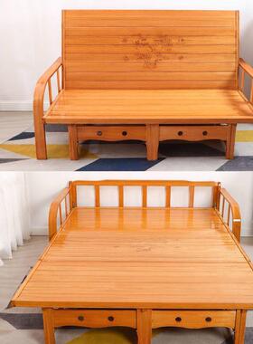 折叠沙两床用发QON双人家用临时午休活动床单人简竹床椅成人折易