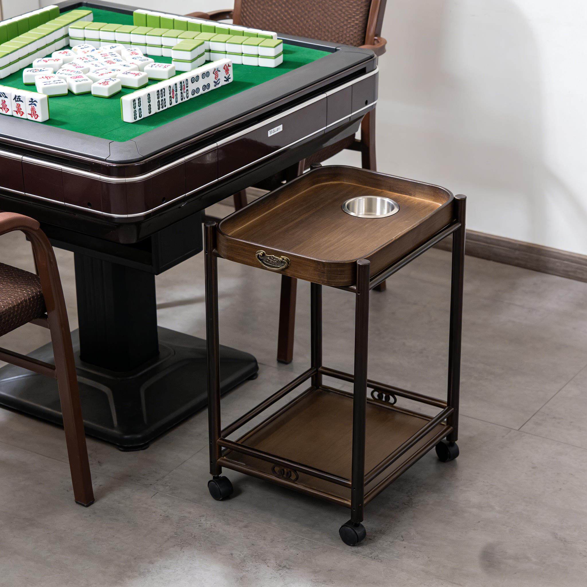 麻将机茶几棋牌室专用边几可移动麻将桌旁茶水架水杯烟灰缸置物架