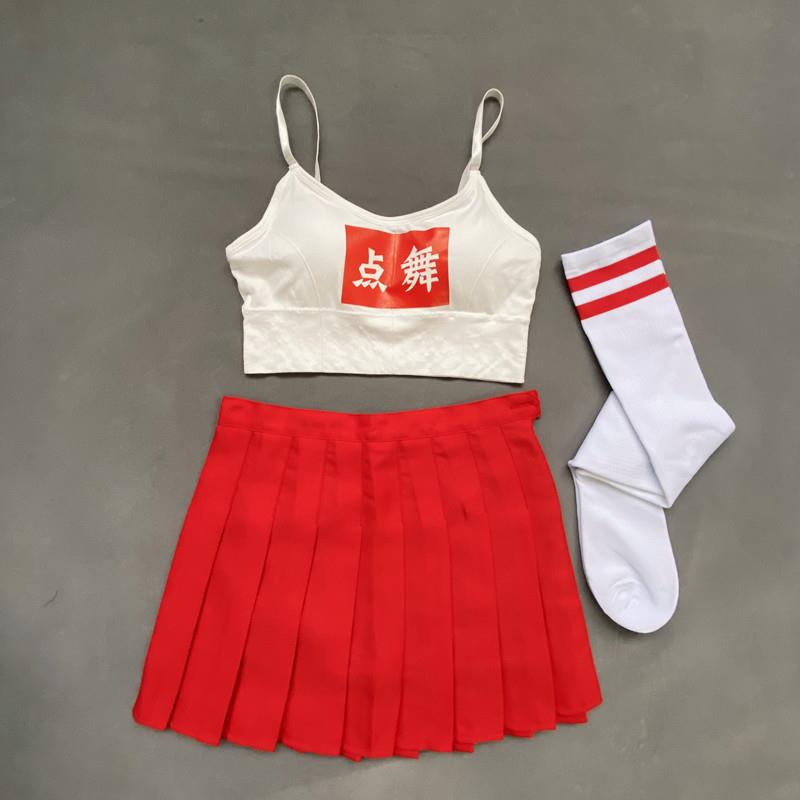 正品酒吧ds演出感服套新款dj装气氛b性红色点舞爵士舞gogo领组舞