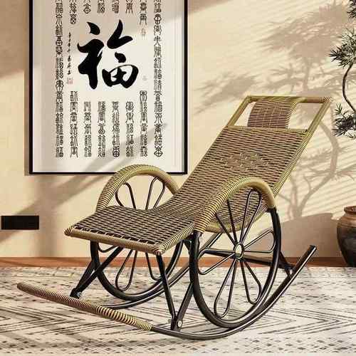 躺椅家用椅摇椅成人四藤钢AZC架阳台季老人摇人摇懒午睡休闲户外