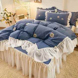 高档夏季 少女四心全棉10件套纯ins白色被棉套小清新公主风床上0用