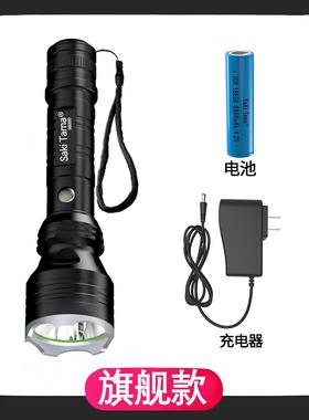 高档铝合金LED强光手电可充电超亮远射宿多功能巡逻舍户外应照急
