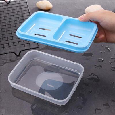 Large Soap Box with Lid, Double Compartment Draining Soap Di