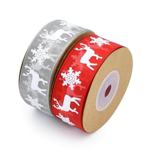 Hot sale 2.5cm printing Christmas decoration snow yarn red