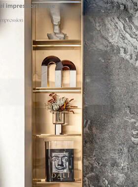 现代轻奢样板间电视壁柜玻璃花器门型大理石软装饰品组合摆件