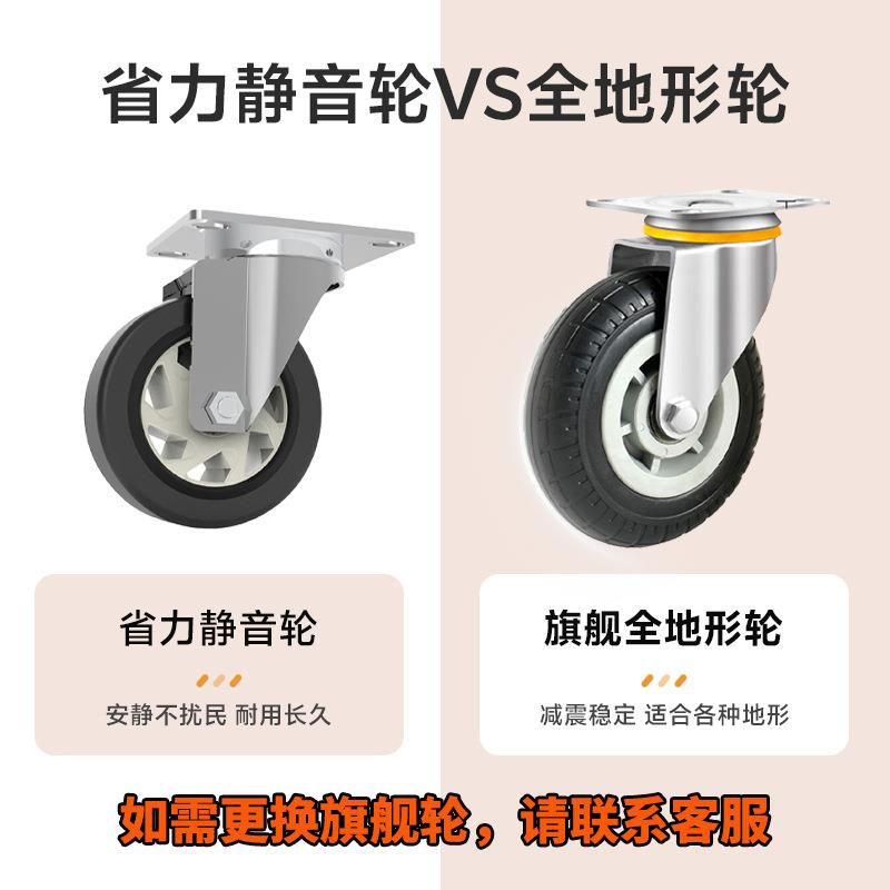 蓝车色可叠折平板推拉货搬运车拖车四轮工具静101音购物平板车
