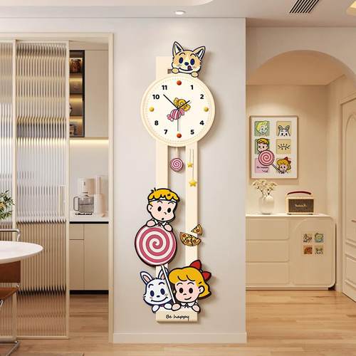 多巴胺钟表客厅电视背景墙装饰画奶油风壁灯玄关入户门正对墙挂画