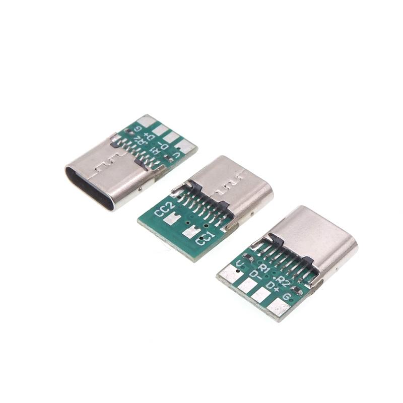 TYPEC母座带板DIY数据线转接线延长线连接器PD插头TYPEC母座外壳