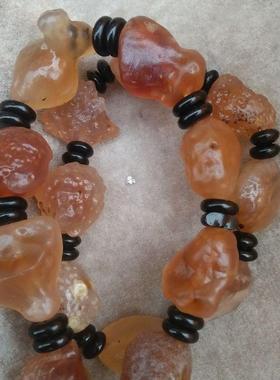 阿拉善戈壁石手串 男款新疆葡萄干玛瑙原石手链 筋脉石手串