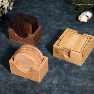 黑檀木镶铜茶杯垫轻奢高级感实木功夫茶具配件隔热垫办公杯托茶碟