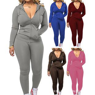 Women Two Piece Outfits Workout Sets Bodycon Tracksuit Long