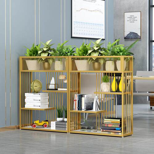 办公室隔断置物架铁艺花架轻奢展示架产品货架美容院置物架陈列架