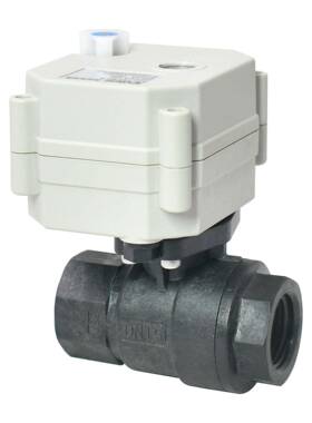 丝扣自动排水阀PPE耐腐蚀微型电动球阀IP67防水DC12/24VAC22