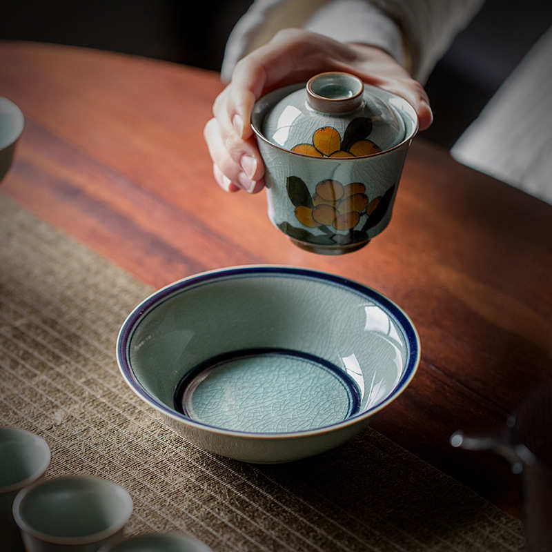 陶瓷家用功夫壶托盘开台盖碗垫釉可盘壶茶具冰片片养养承干泡茶点