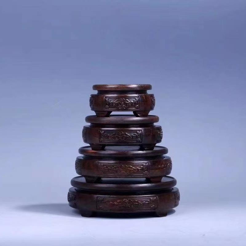 黑檀木圆形底座石头摆件木质底托厂家直供品质创意盆景底座