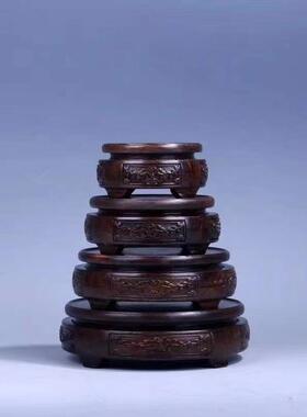 黑檀木圆形底座石头摆件木质底托厂家直供品质创意盆景底座