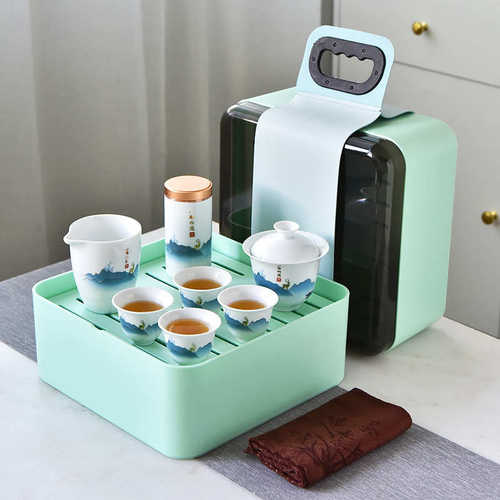 陶瓷功夫茶具套装 一壶四杯便携包旅行茶具套装商务伴手广告礼品