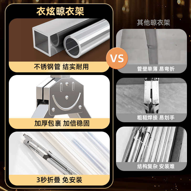 简易晾衣架落地伸缩凉衣杆家用折叠凉衣服卧室挂架宿舍阳台晒金小