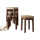 实木凳子家用客厅聚餐凳子轻奢软包凳简约实用板凳可叠放加厚餐凳