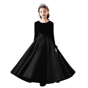 正品顺丰主发儿童持表演服色女童礼服钢琴演出服提小琴黑乐团演奏