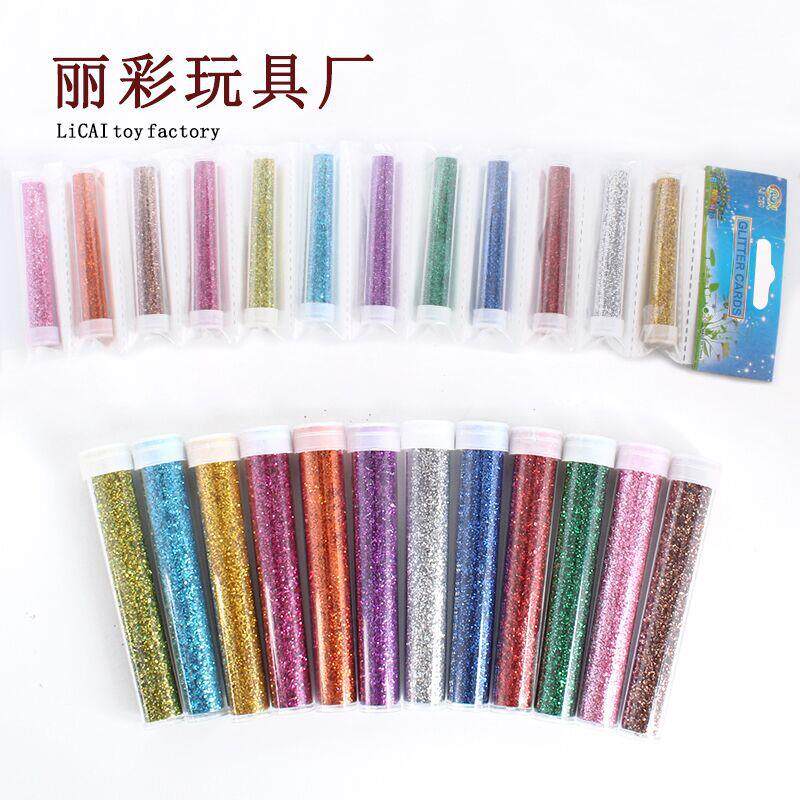 厂家直销7克试管金葱粉DIY闪光粉PET儿童绘画金粉闪光片亮片银粉