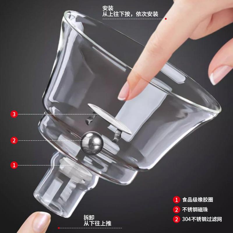 玻璃磁吸茶具茶道零配件磁珠不锈钢过滤网玻璃盖碗胶塞橡胶圈金盖